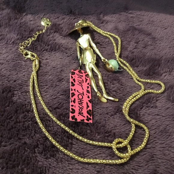 Betsy Johnson Shopper Girl Gold Toned Long Necklace! NWT - Picture 6 of 8